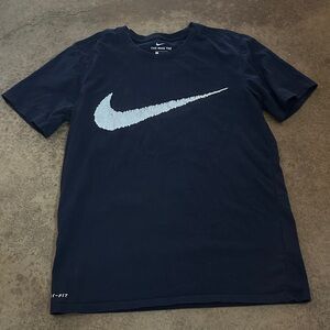 Nike Men's small Dark Blue Tee with White Logo